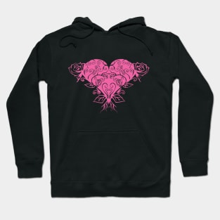 Valentine Day Pink Heart Rose Hoodie